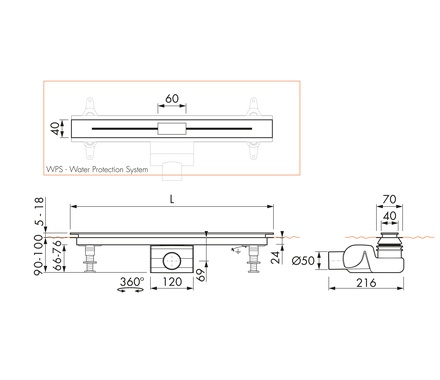 Easy Drain XS Nano-Line 120 cm