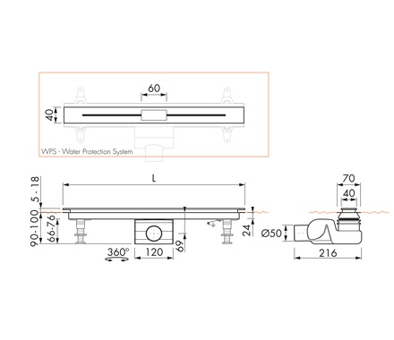 Easy Drain XS Nano-Line 100 cm